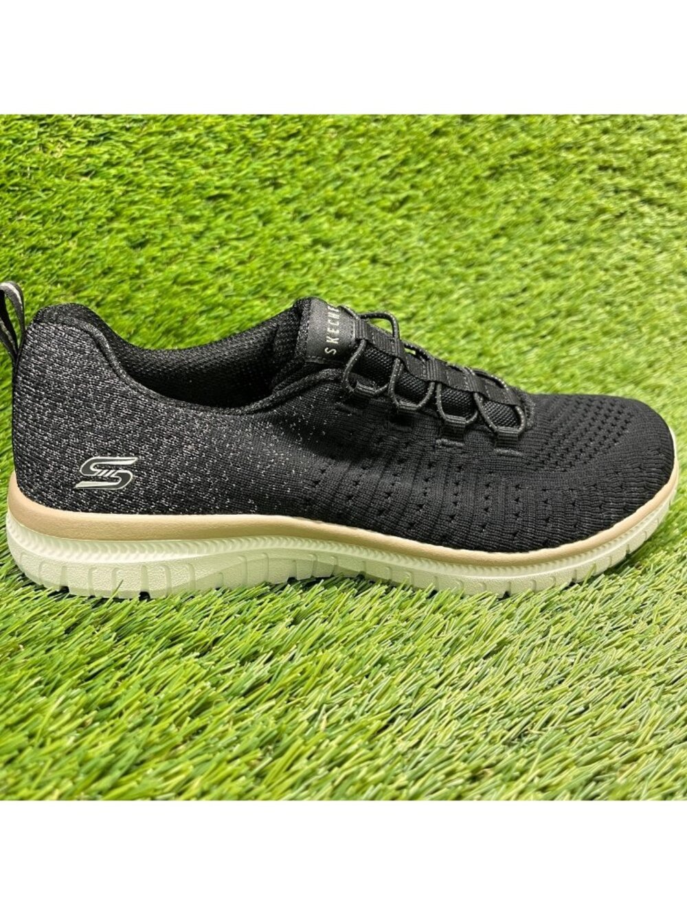 Skechers Virtue Lucent Womens Size 7.5 Black Athletic Slip On Shoes Sneakers